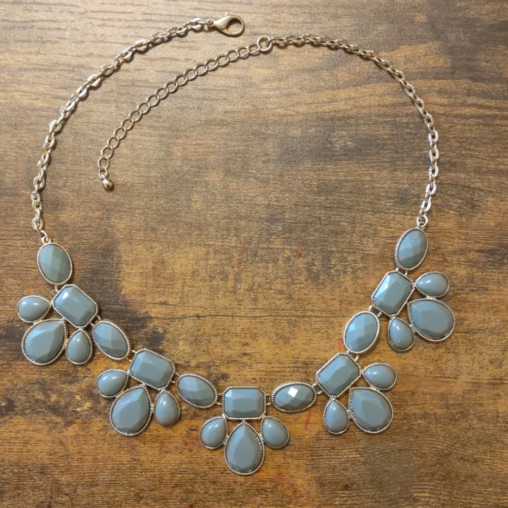 Grey Jewel Statement Necklace